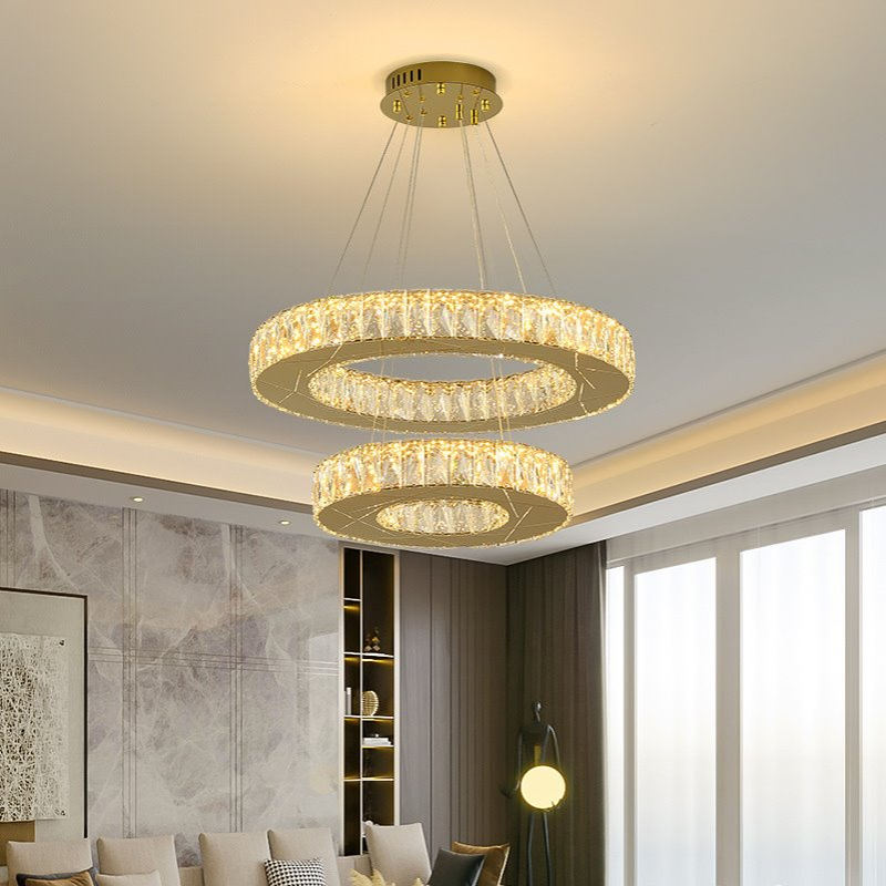 奢华大气创意咖啡厅餐厅吧台水晶吊灯时尚圆形书房卧室客厅吊线灯