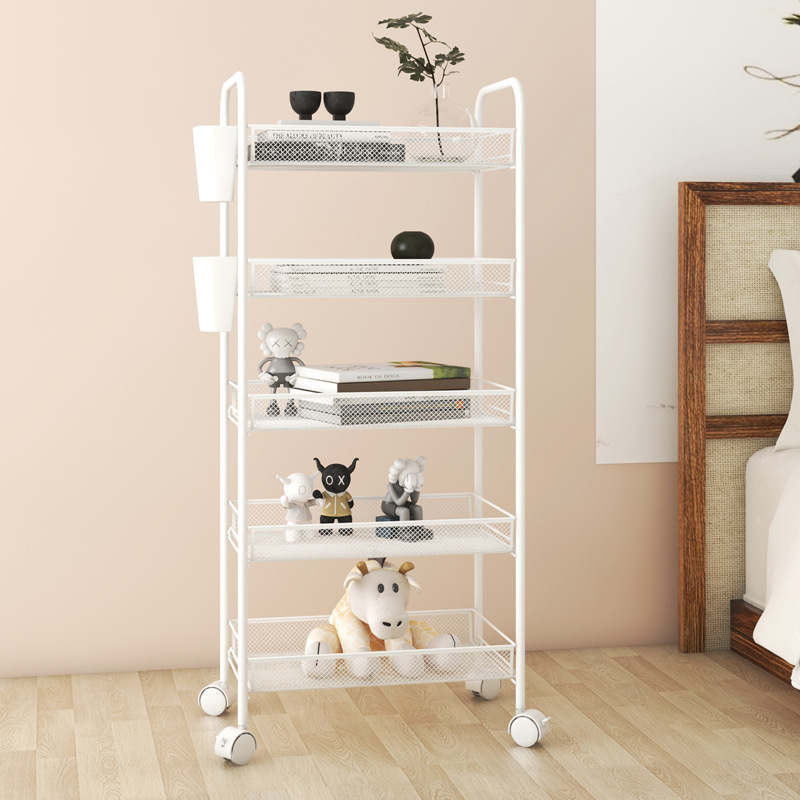 厨房置物架落地多层可移动带轮小推车收纳架厨房篮子收纳储物架