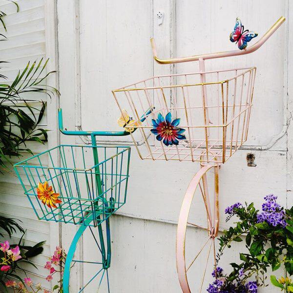 铁艺壁挂花架自行车花篮挂墙装饰户外花园挂件庭院院子阳台布置