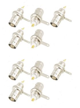 10x BNC Female Nut Bulkhead Solder RF Connector Adapters