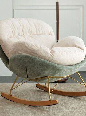 意式懒人家用沙发椅北欧轻奢绒布客厅阳台休闲单人沙发椅午休摇椅