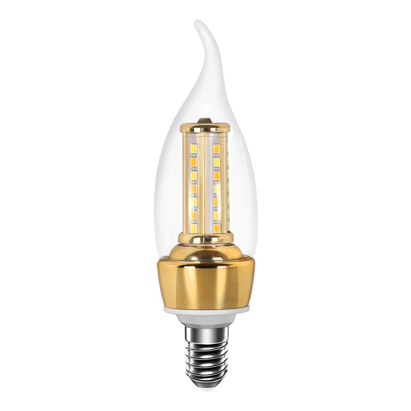 全光谱led灯泡e14小螺口蜡烛灯护F眼家用超亮节能水晶吊灯拉尾尖
