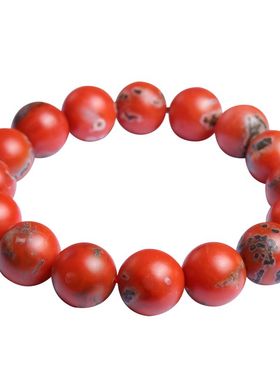 天然保山南红玛瑙手链佛珠独特铁皮包浆文玩手串单圈男女款饰品