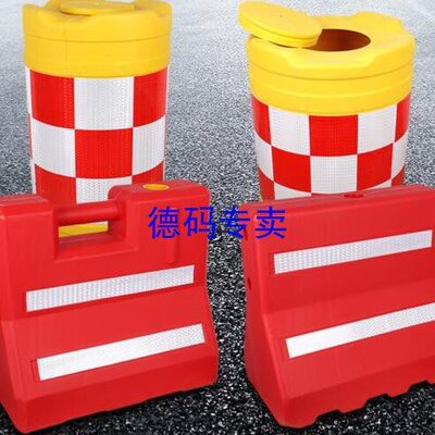 无锡工地水马隔离墩路障圆桶分流桶苏州厂家定制路政建筑塑料护栏