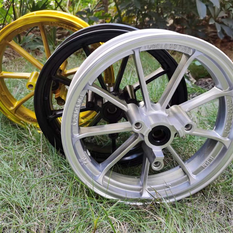 电动车10/12寸九爪骠骑鬼火战速小龟小牛电摩铝合金Y前轮轮圈轮毂