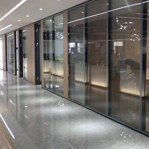 隔断钢化型材墙车办公室隔断隔断铝合金墙百叶间隔玻璃磨砂双层高