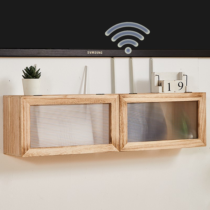 机顶盒光猫无线wifi路由器收纳盒免打孔插座遮挡遮丑壁挂式置物架