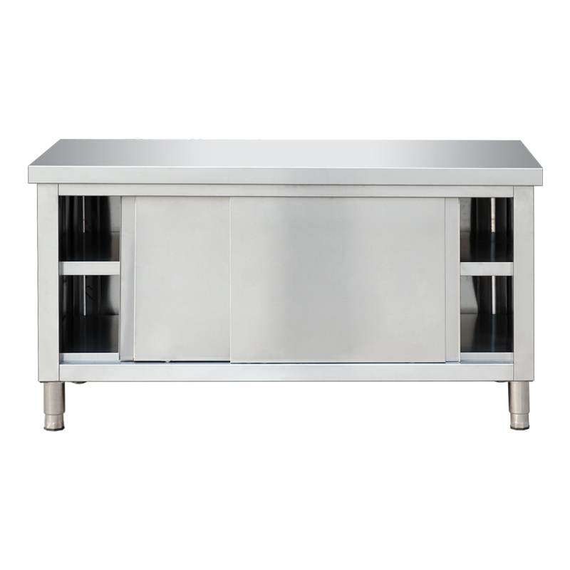 包邮不锈钢商用家用拉门工作台厨房桌子打荷操作台切菜台面案板柜