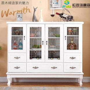 包邮 酒柜实木茶水柜简约 客厅 收纳橱碗柜餐边柜 厨房储物酒柜欧式