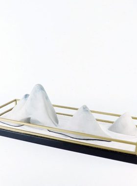 新中式售楼处酒店大厅软装摆件家居客厅电视柜玄关沙盘假山雕塑