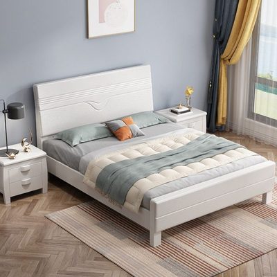 压纹实木床1.8米1.5米1.2米童床双人床中式经济型储物主卧婚床