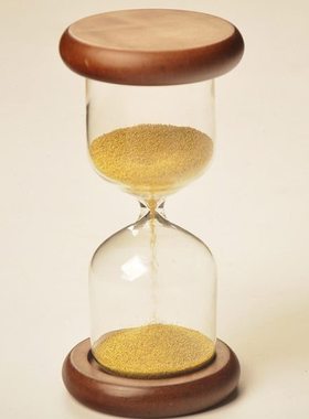 精致创意礼物 金色珠双木座玻璃沙漏 复古节日礼品装饰摆件包邮