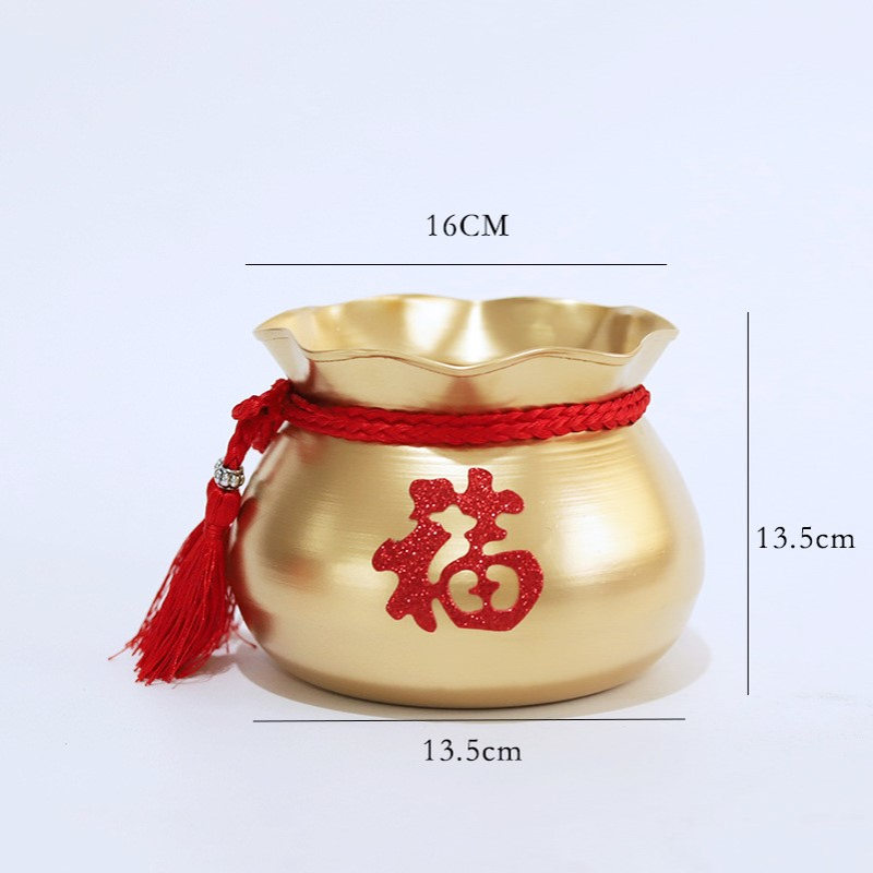 中国风金色花器花瓶花盆福桶聚宝盆酒店花店居家客厅装饰摆件批发