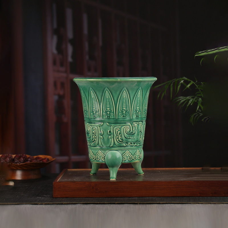 张治诚花盆釉水兰花盆宜兴紫砂可批发阳台居家摆件常青藤YLH01