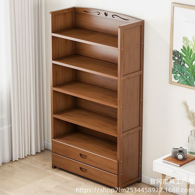 书架置物架落地多层简易桌上收纳架实木小书柜桌面客厅学生省空间