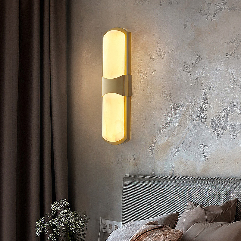 全云石壁灯大长条轻奢led灯具氛围极简客厅灯室内过道卧室床头灯