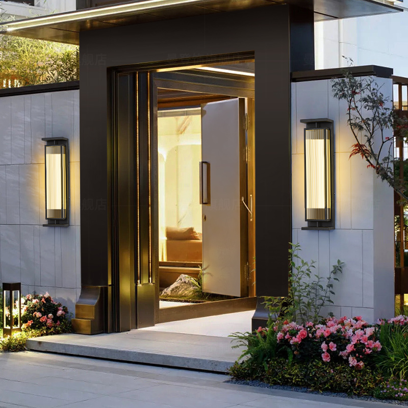 别墅户外太阳能壁灯庭院门口柱子入户门J家用防水壁灯露台花园壁