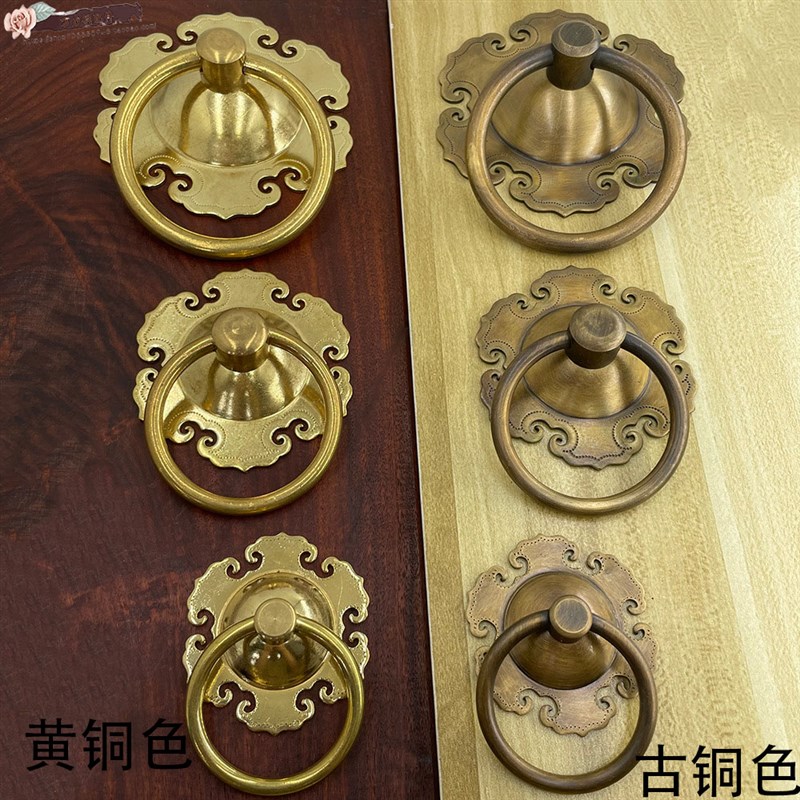 中式大门纯铜门环拉手复古老式门把手民宿木门装R饰铜把手仿古门
