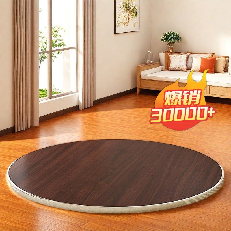 圆形桌面家用可折叠餐桌小户型饭桌台面带转O盘移动桌面板大桌面