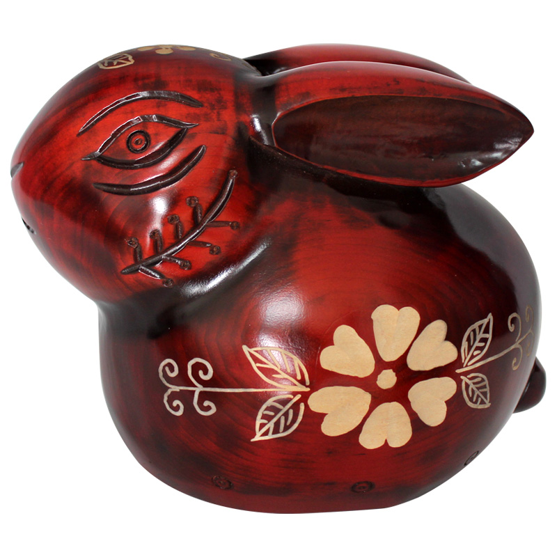 生肖兔存钱罐2022年新款网红可爱木质客厅摆件高端古风Z兔子储蓄