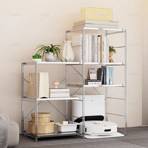 日式不锈钢扫地机器人置物架家用客厅阳台储物落地多U层收纳层架