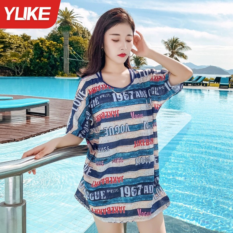 泳衣女夏a分体式学生运动保守三件套2024新款爆款显瘦遮肚大码泳