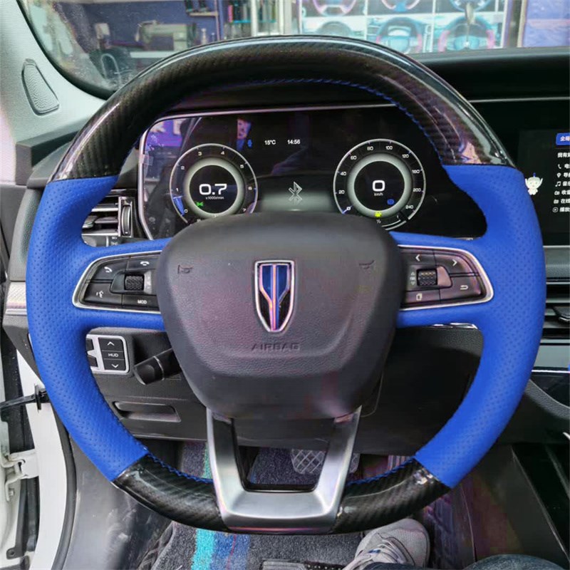 红旗HS5手缝方向盘套 HS7v HS3经典H5红旗H6 H7碳纤维把套改装