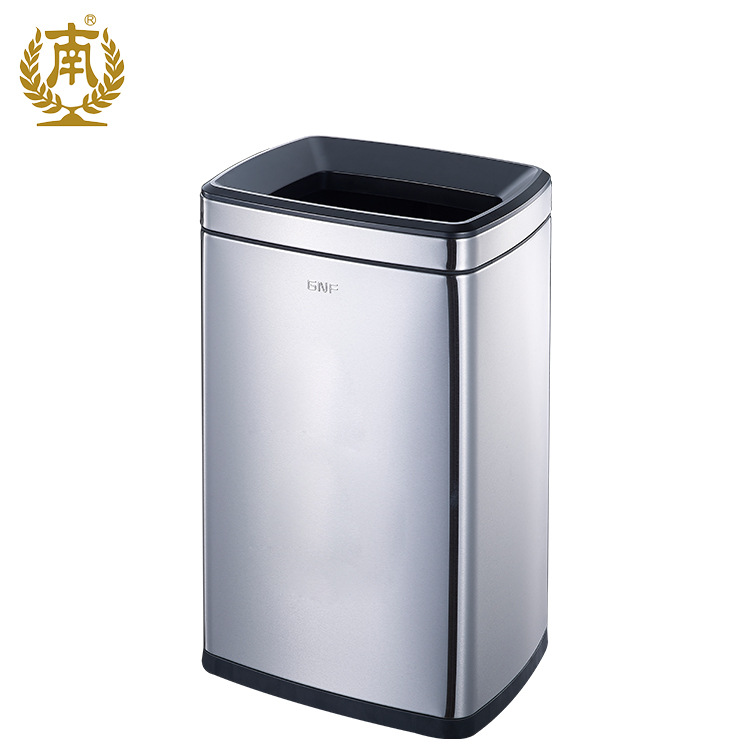 广州南方 方形家用厨房收纳桶无盖开口式不锈钢大容量客房垃圾桶