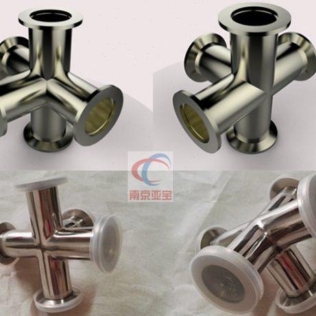 304不锈钢真空KF25五通/KF40快装KF50快卸法兰五通KF16