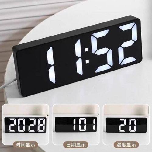 简约大数字电子时钟客厅电视柜座钟夜光静音LED闹钟表万年历温度