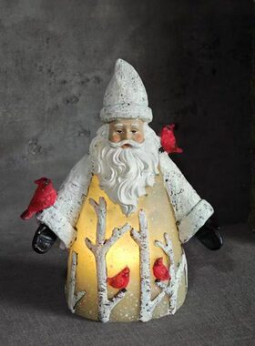 欧式复古精灵老人带灯树脂创意摆件客厅书房阳台装饰桌面摆件