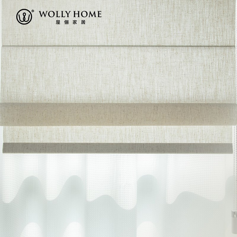有样 亚麻罗马帘客厅阳光房书房卧室防隐私遮阳升X降帘卷折叠帘