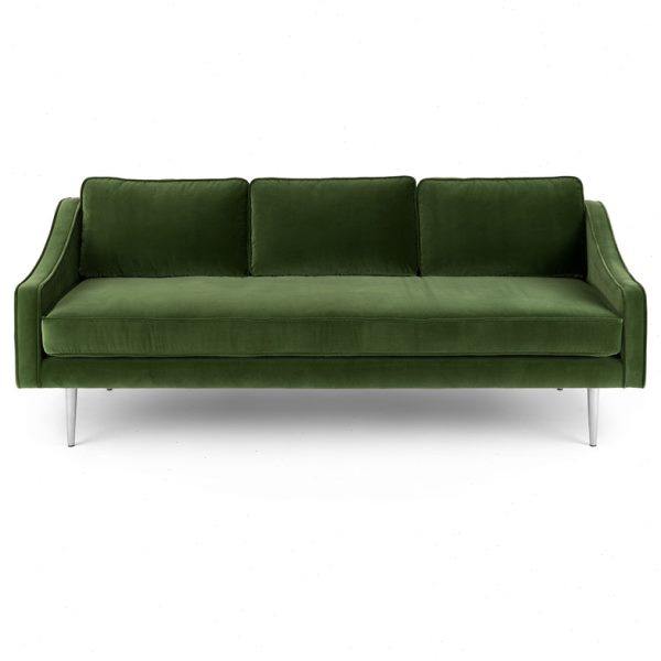 现货北欧轻奢墨绿色意大利绒布艺三人位客厅沙发酒红民宿家具定制