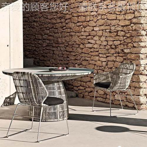 户室内藤编外椅桌23-12-30会所别墅庭院阳园台花酒店工程项目专用