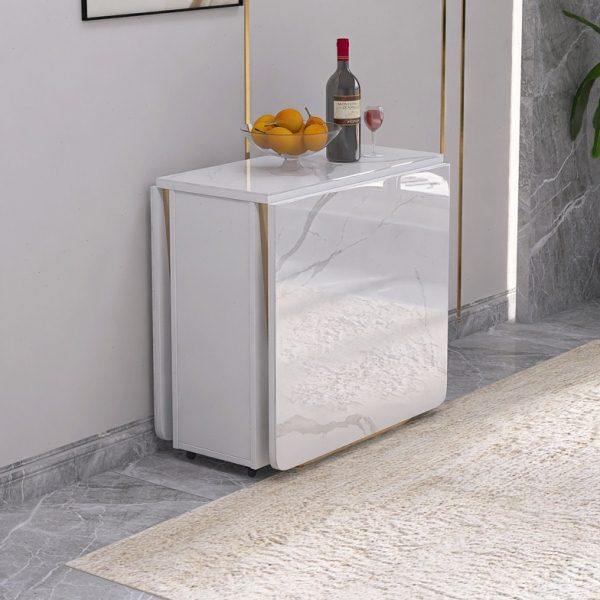 亮光岩板实木可移动折叠餐桌家用小户型伸缩餐桌椅组合长方形隐形,住宅家具,岩板餐桌,淘宝优惠券,粉丝福利购,淘宝优惠卷