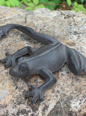 欧式复古铸铁工艺铁艺青蛙别墅庭院桌面摆件家居装饰壁饰可壁挂