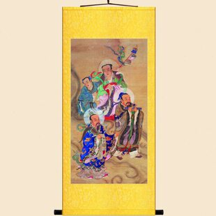 三茅真君图神像画 绢布神仙画像 丝绸画卷轴挂画水陆画装饰画定制