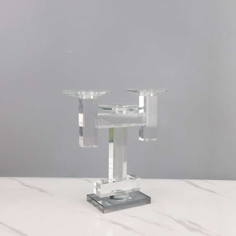 现代简约几何水晶烛台摆件u客厅餐厅酒店玄关电视柜软装家居装饰
