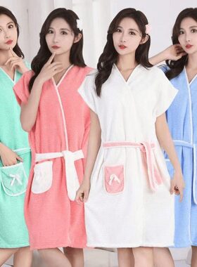 【下单立减50】简约珊瑚绒浴袍加厚长款男女情侣柔软吸水浴巾PX