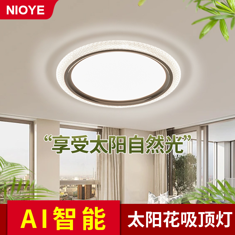 泥鸥卧室灯轻奢高级感全光谱护眼圆形餐厅主卧2024新款水晶吸顶灯