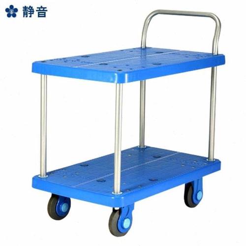 KANATSU品牌静音手推双层手推车平板车推货车超市仓库拉货车小拉
