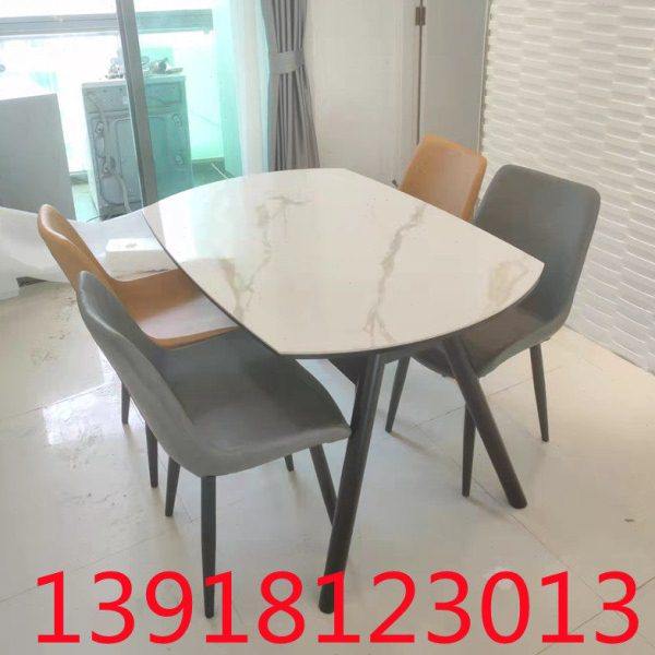 伸缩岩板餐桌现代简约轻奢饭桌家用小户型可折叠圆形桌椅组合组装,住宅家具,大理石餐桌,淘宝优惠券,粉丝福利购,淘宝优惠卷
