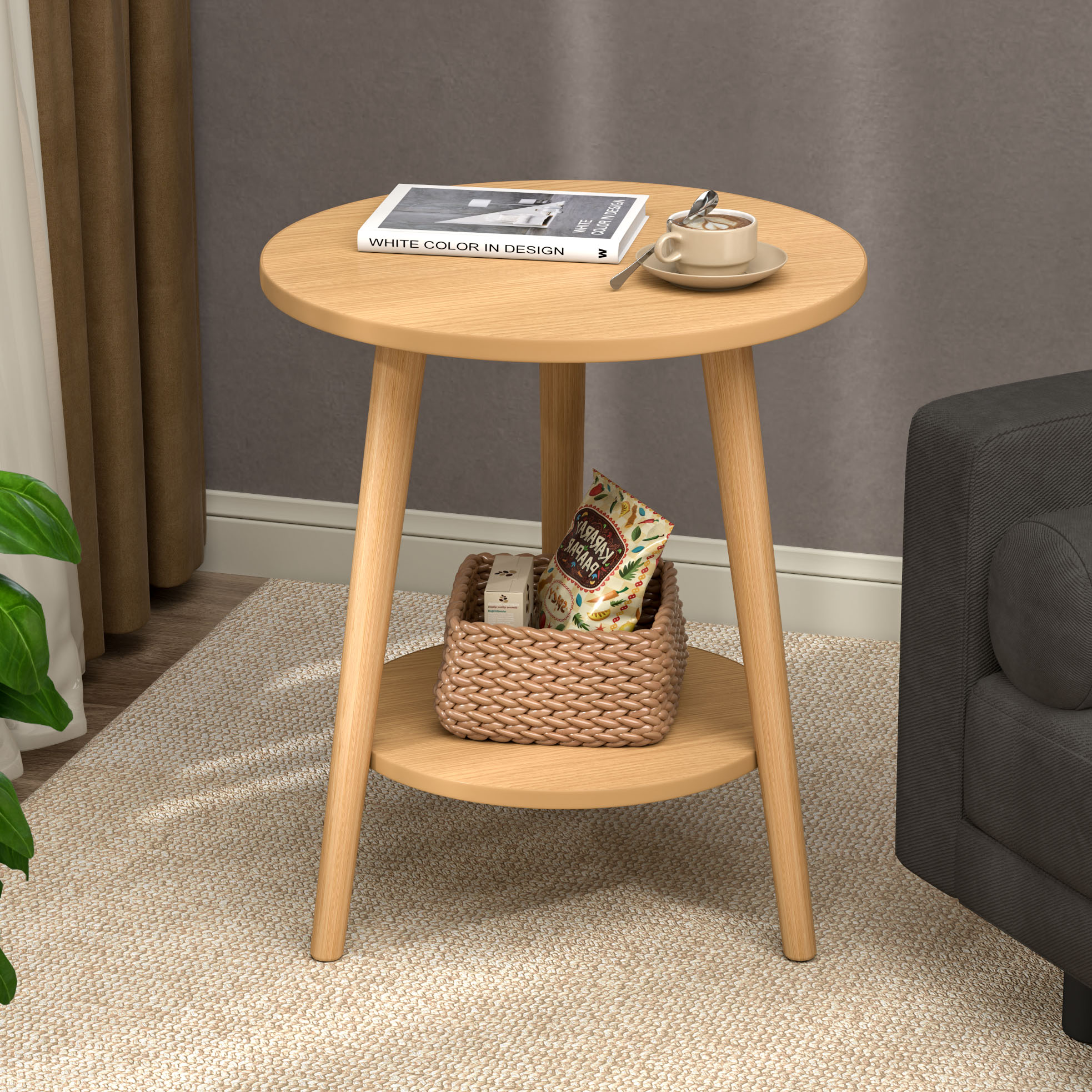 圆桌小茶几桌子简易客厅家用卧室沙D发边几床头桌网红迷你茶桌阳