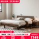 实木床北欧橡木床齐边床悬浮床黑胡桃色复古1.5米1.8纯实木双人床