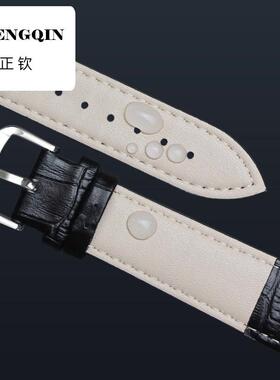适用代用瑞士爵尼真皮表带genie针扣手表带防水机械表链男女款18