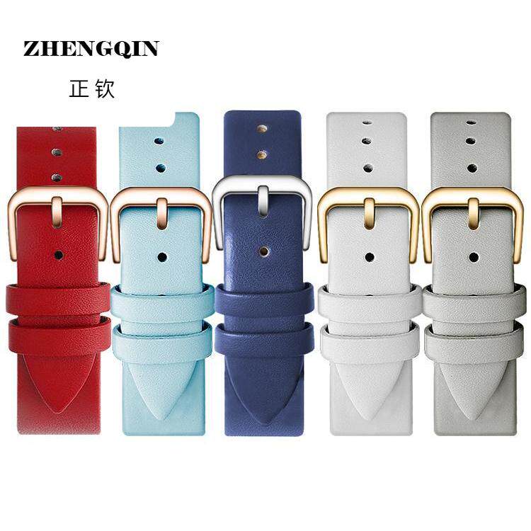 适用真皮表带女款 牛皮超薄配件表链柔软手表带代用DW浪琴CK天王