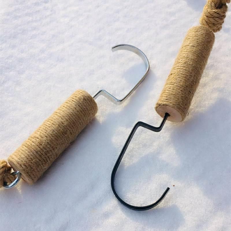 新款店展架挂衣架壁挂墙上创意B复古挂勾钩黑色挂钩麻绳吊环装饰