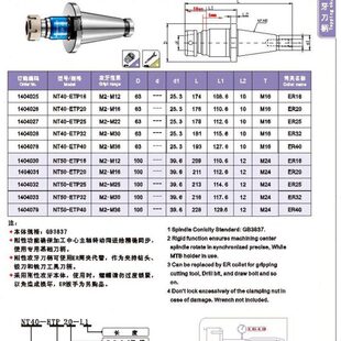 NT50刚性伸缩攻牙本体NT50 攻牙范围M2 M30 ETP32