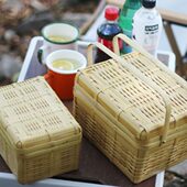 雨花石杂货日式 户外餐食篮便当盒收纳篮竹编露营野餐篮手提篮食盒