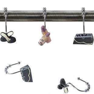 欧式浪漫特惠时尚经典同款五滚珠装饰性干湿分离浴帘挂钩一套12个